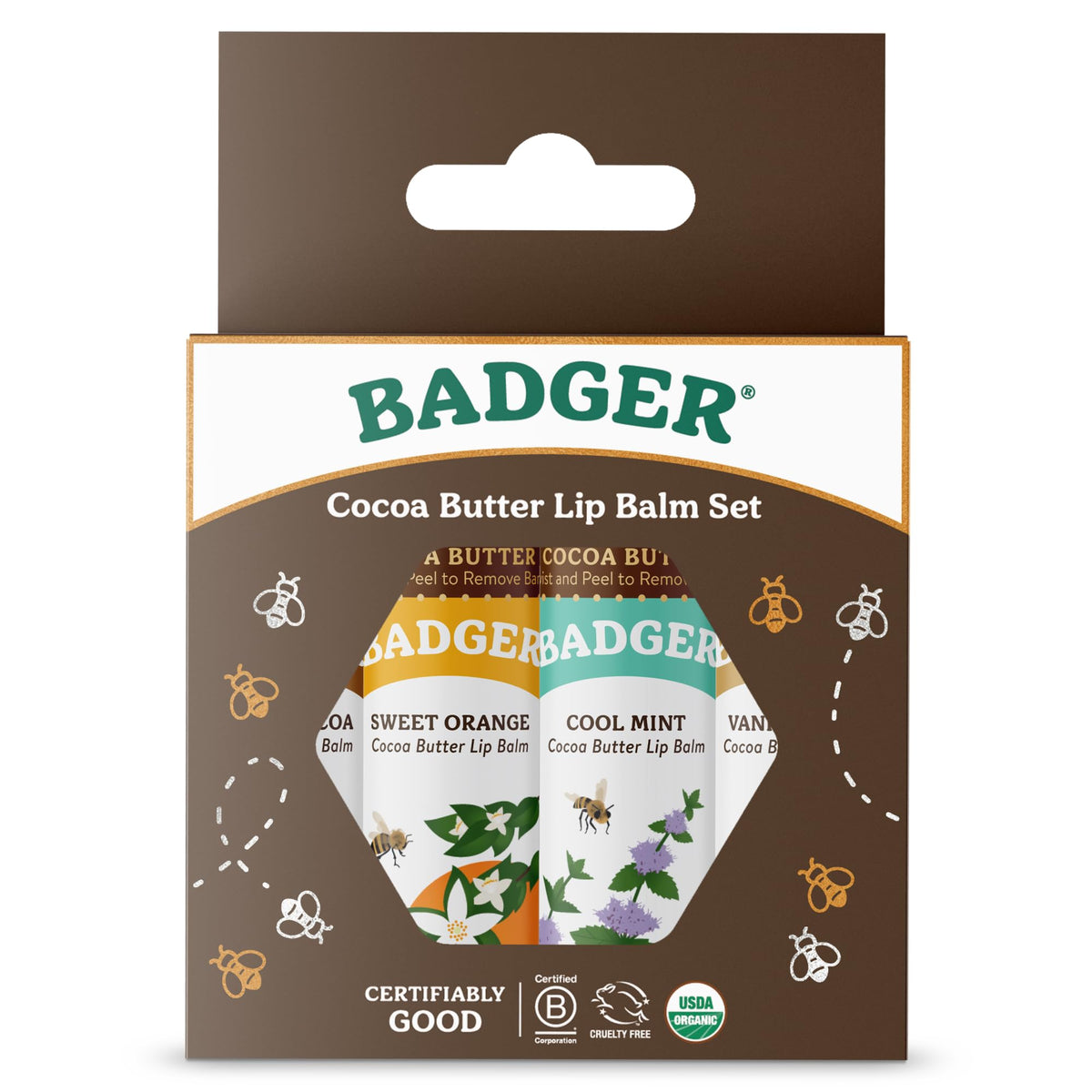 Badger single balm stick twisted up showing creamy texture and moisturizing benefit