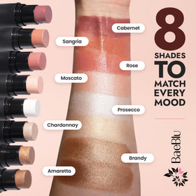 BaeBlu applied to cheek demonstrating natural dewy finish