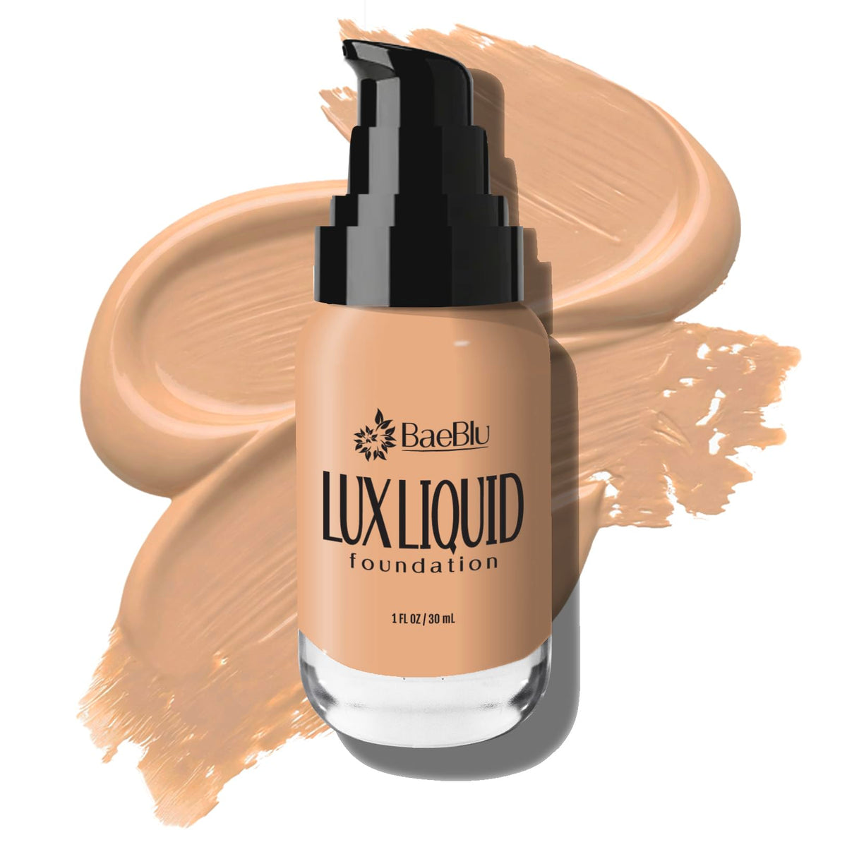 BaeBlu front packaging showing sleek pump and Cappuccino shade benefit clean look