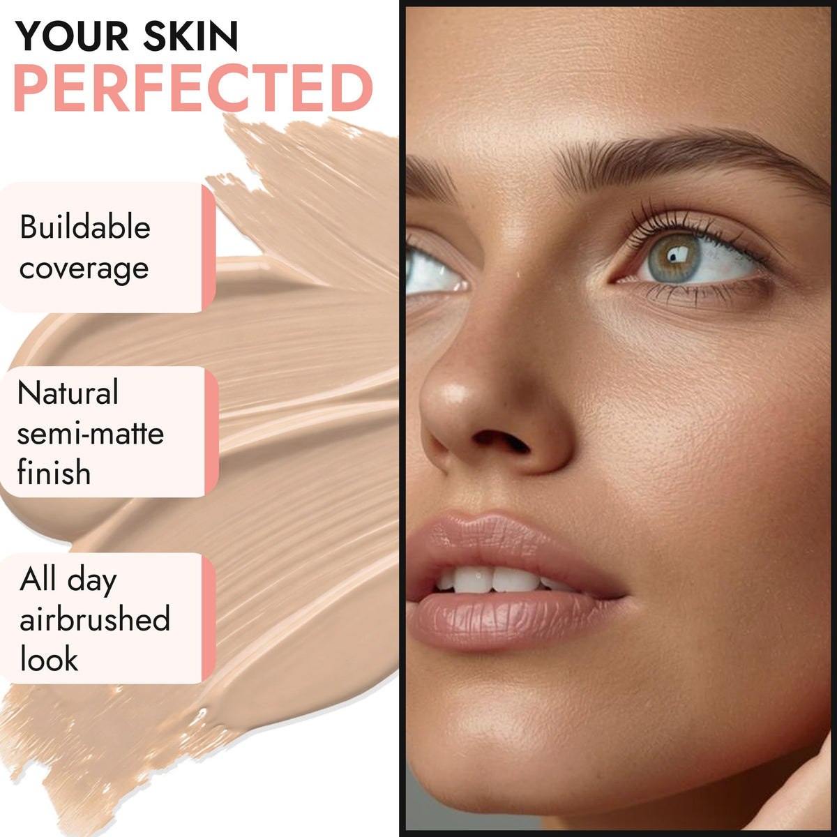 BaeBlu Nutmeg swatch on arm demonstrating medium natural coverage