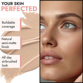 BaeBlu Nutmeg swatch on arm demonstrating medium natural coverage
