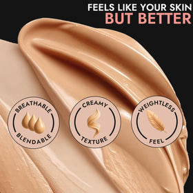 BaeBlu texture drop closeup showing smooth blendable foundation