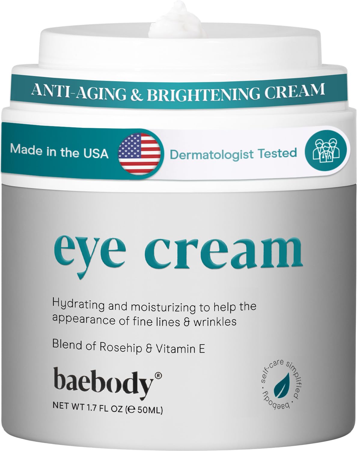 Baebody eye cream front packaging showing clean label and benefits