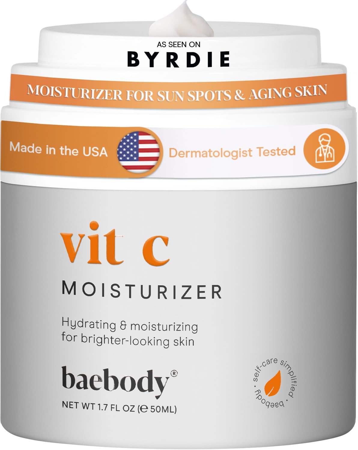 Baebody front packaging showing vitamin C moisturizer and clean design