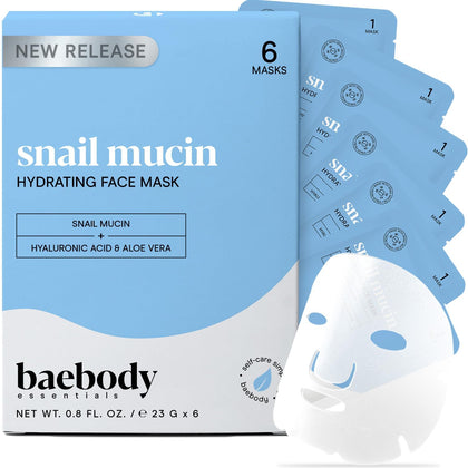 Baebody front packaging showing six individually wrapped masks for convenient hydration
