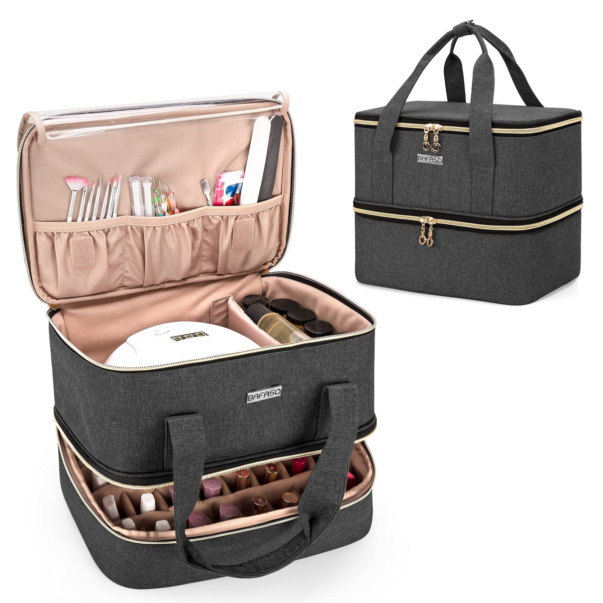 BAFASO front view of closed bag showing compact portability and durable handles