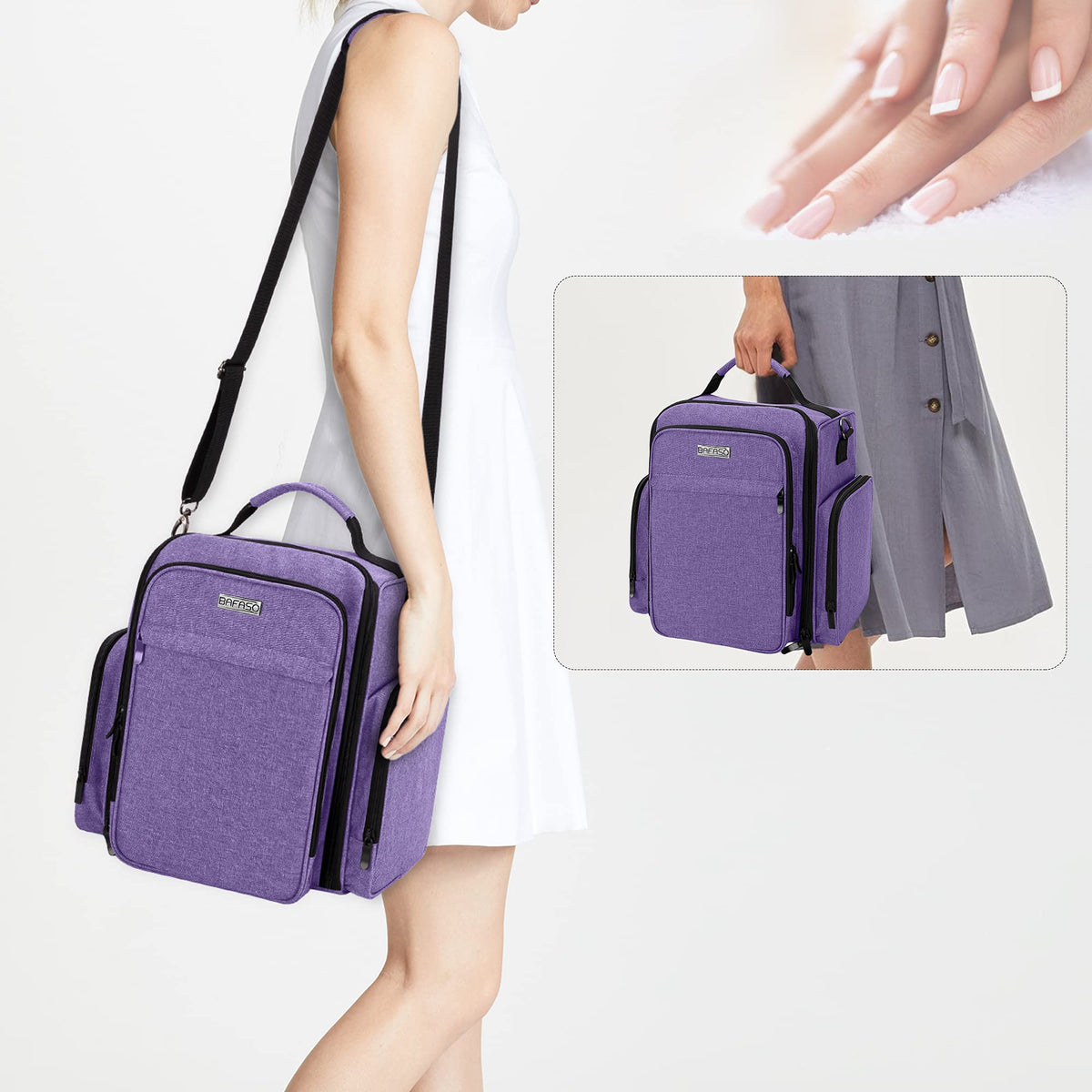 BAFASO side pockets with elastic bands holding brushes and tools for organized storage