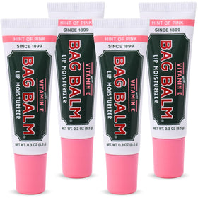 Bag Balm front packaging showing hint of pink and Vitamin E benefit