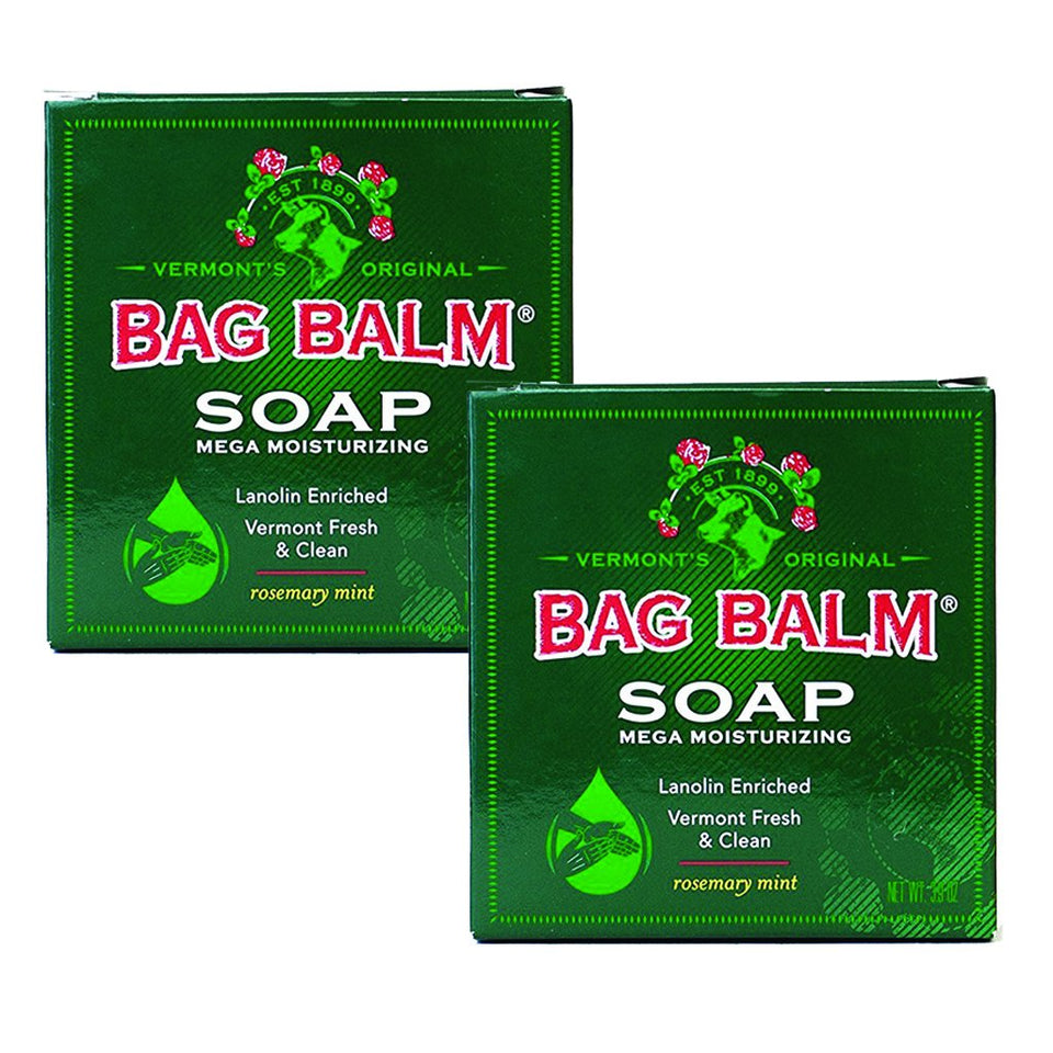 Bag Balm front packaging showing rosemary mint scent and moisturizing benefit