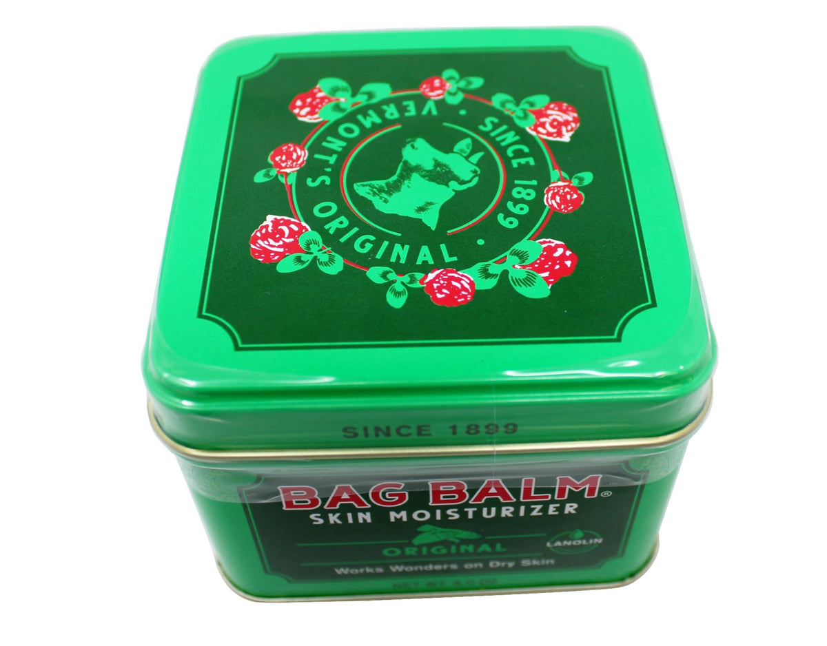 Close-up of Bag Balm label and logo highlighting trusted formulation benefit