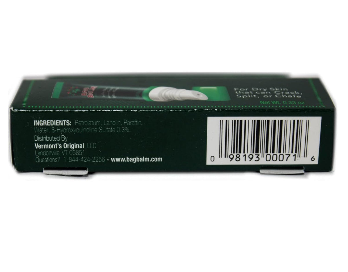 Bag Balm tube label close-up showing simple ingredients and no added fragrances