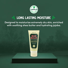 Bag Balm tube beside a wallet illustrating compact travel-friendly size benefit