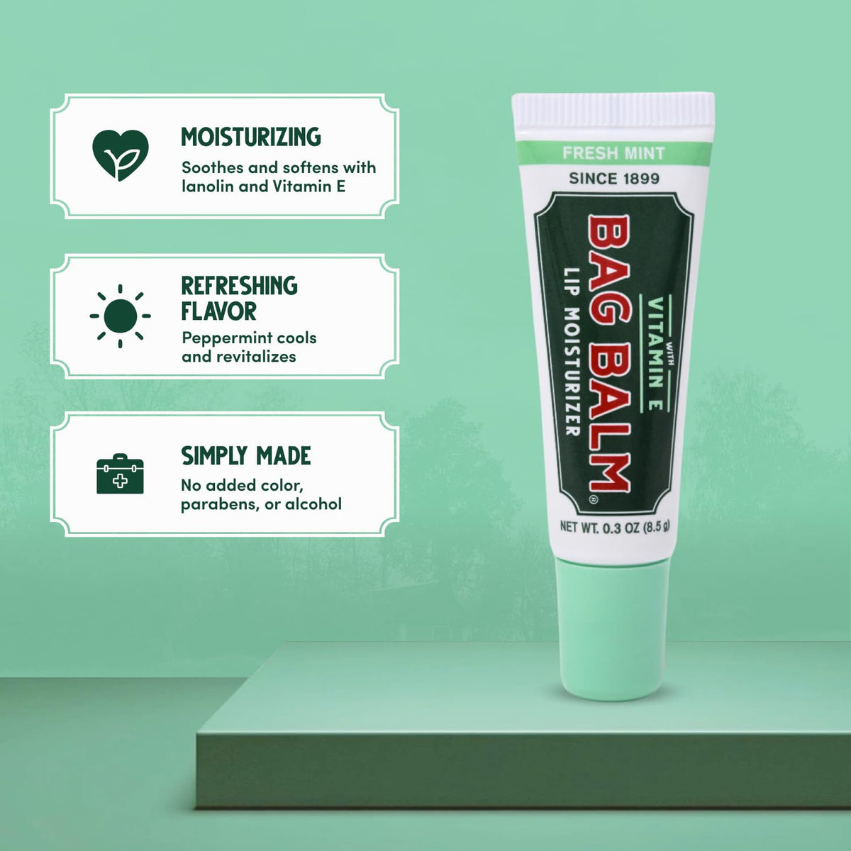 Bag Balm tube held in hand showing size scale for easy travel-friendly benefit