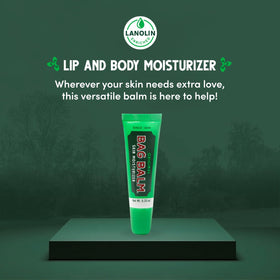 Hand holding Bag Balm tube to show size and practical travel-friendly scale