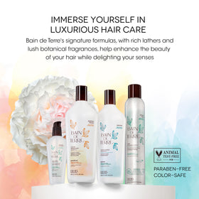 Bain de Terre before and after hair results showing reduced frizz