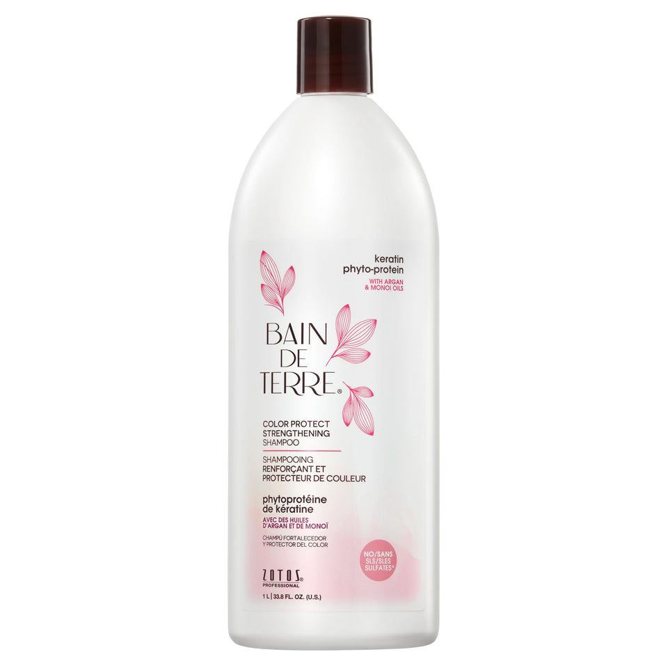 Bain de Terre front bottle showing label and 33.8 fl oz size, clear product benefit
