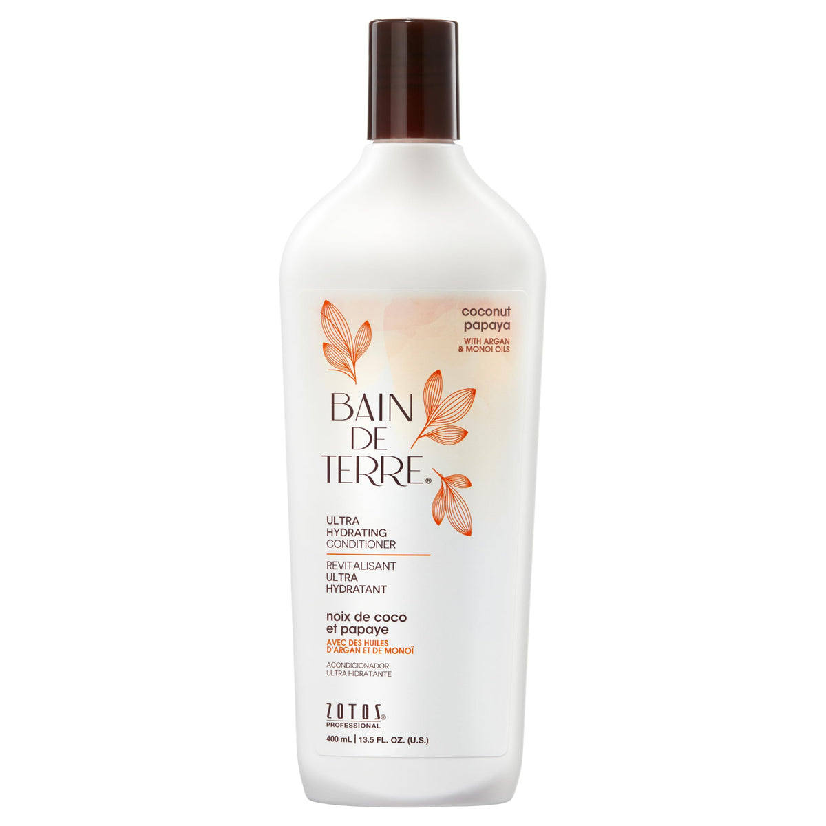 Bain de Terre front packaging showing bottle and tropical branding for shelf appeal