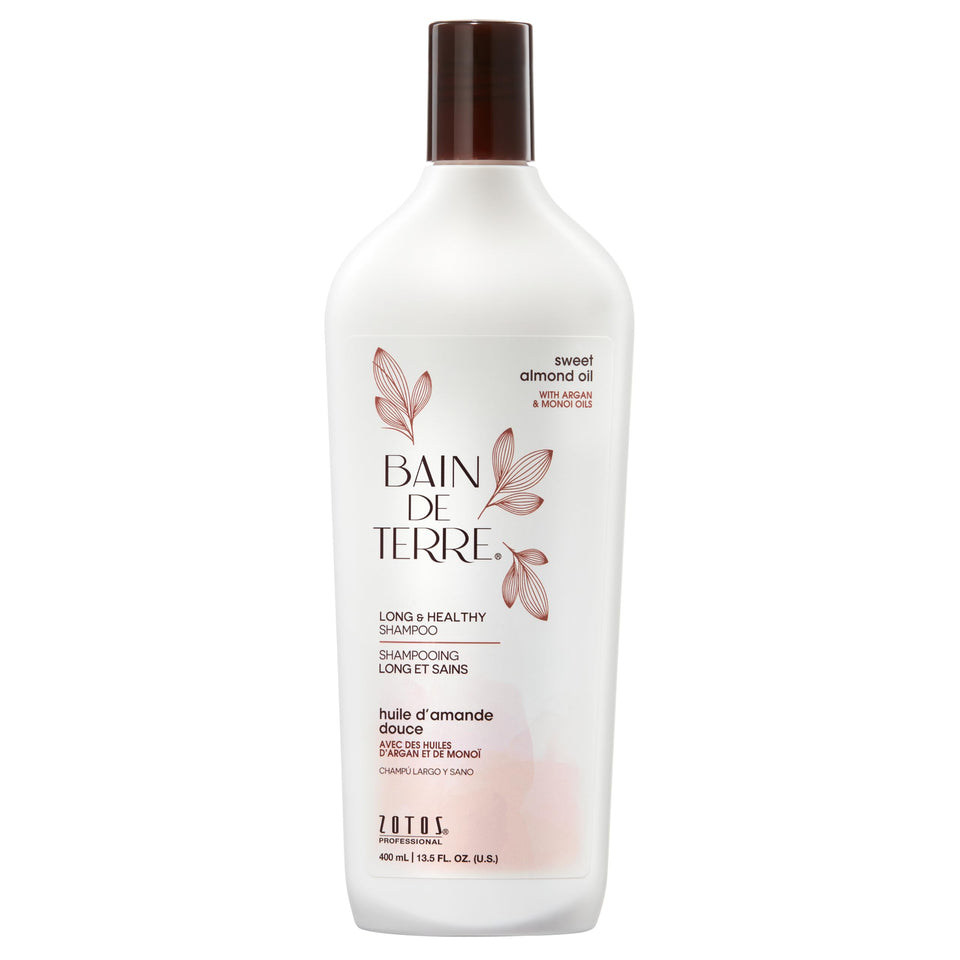 Bain de Terre front packaging showing shampoo and benefits on label