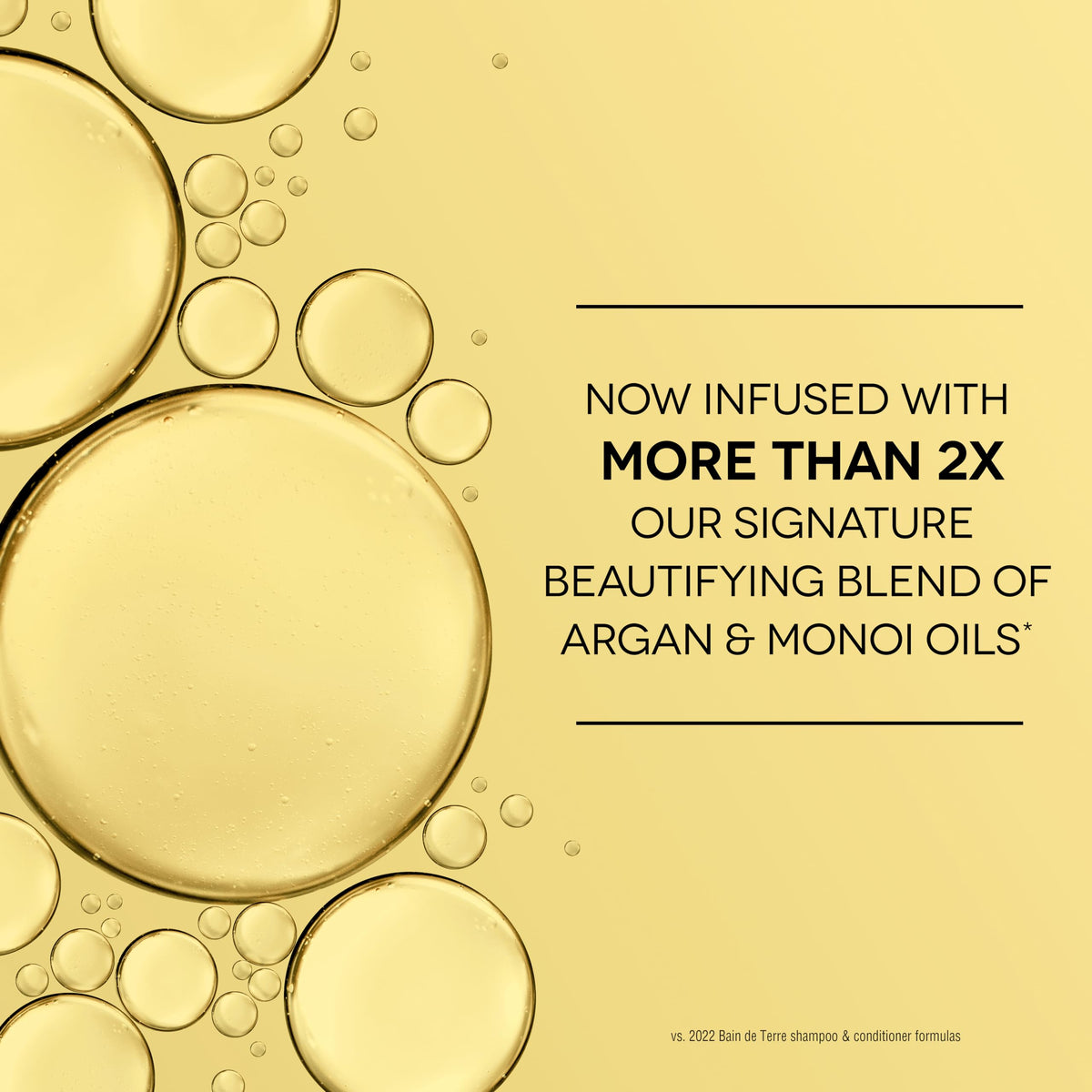 Bain de Terre ingredients display: argan, monoi, sweet almond oils for nourishing effect