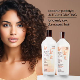 Bain de Terre oils display of coconut argan monoi showing nourishing benefit