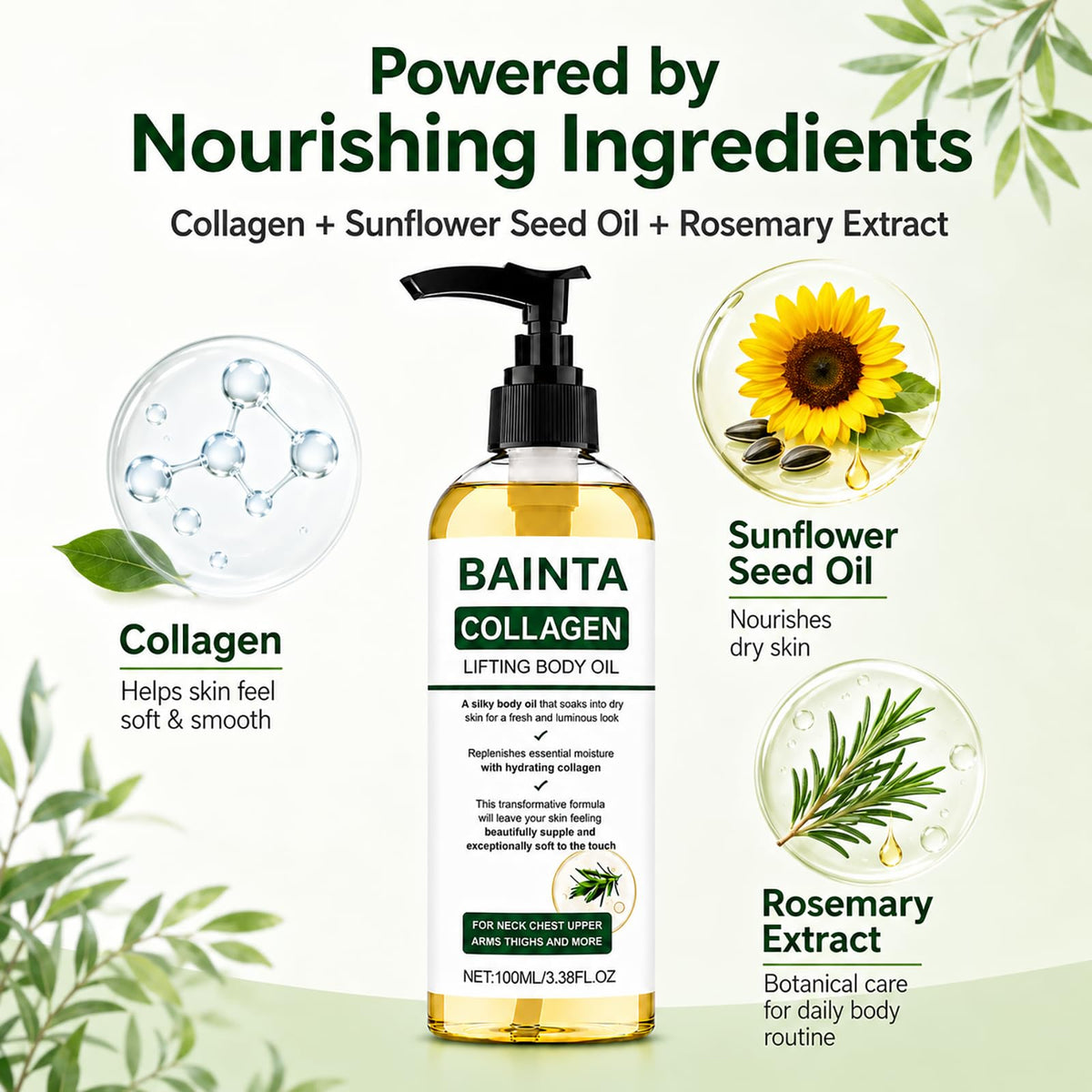 BAINTA label close-up displaying ingredients and usage instructions clearly