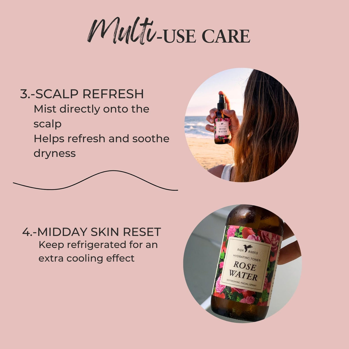 Baja Basics spray over face from fridge providing cooling refresh