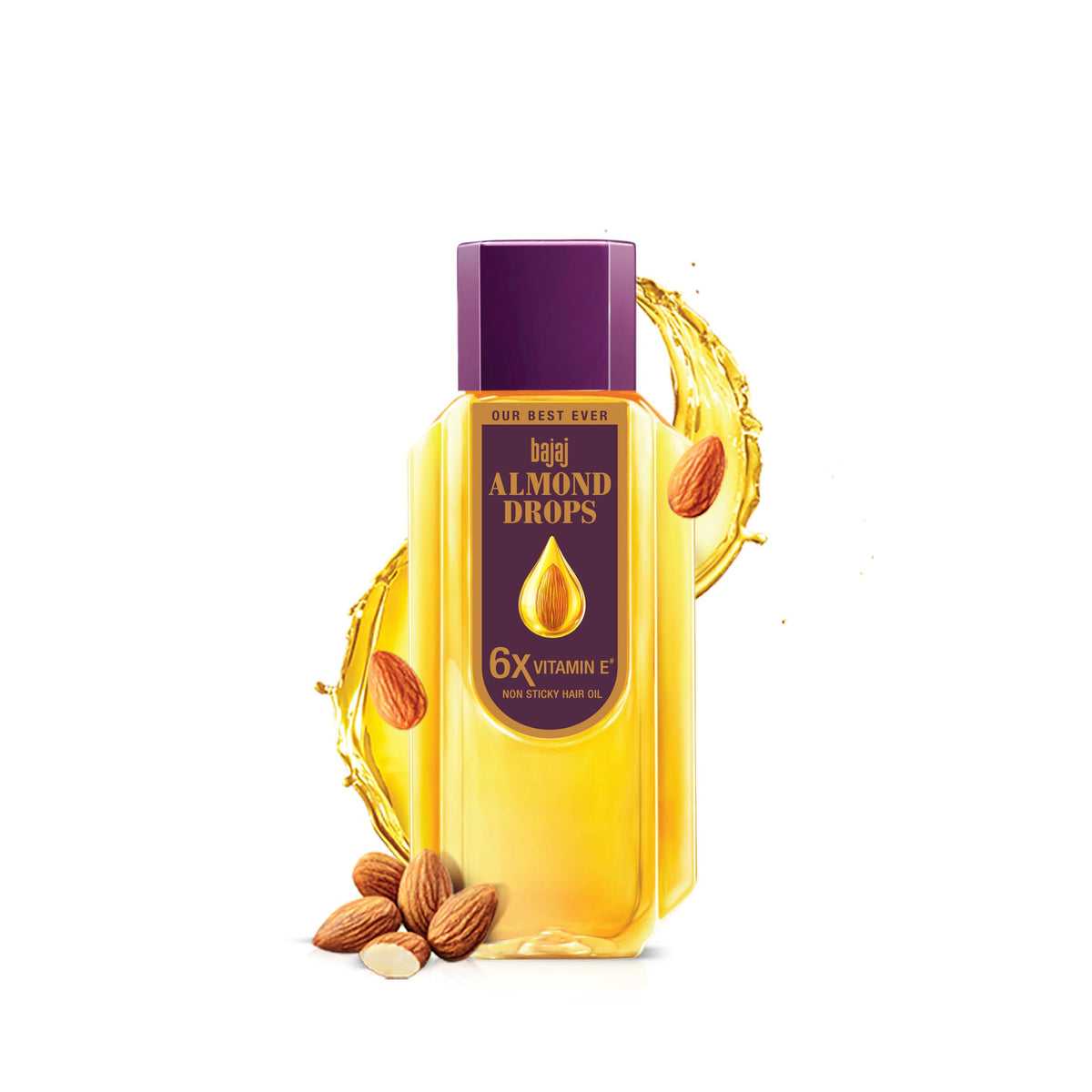 Bajaj Almond Drops front packaging showing bottle and label for easy identification and trust