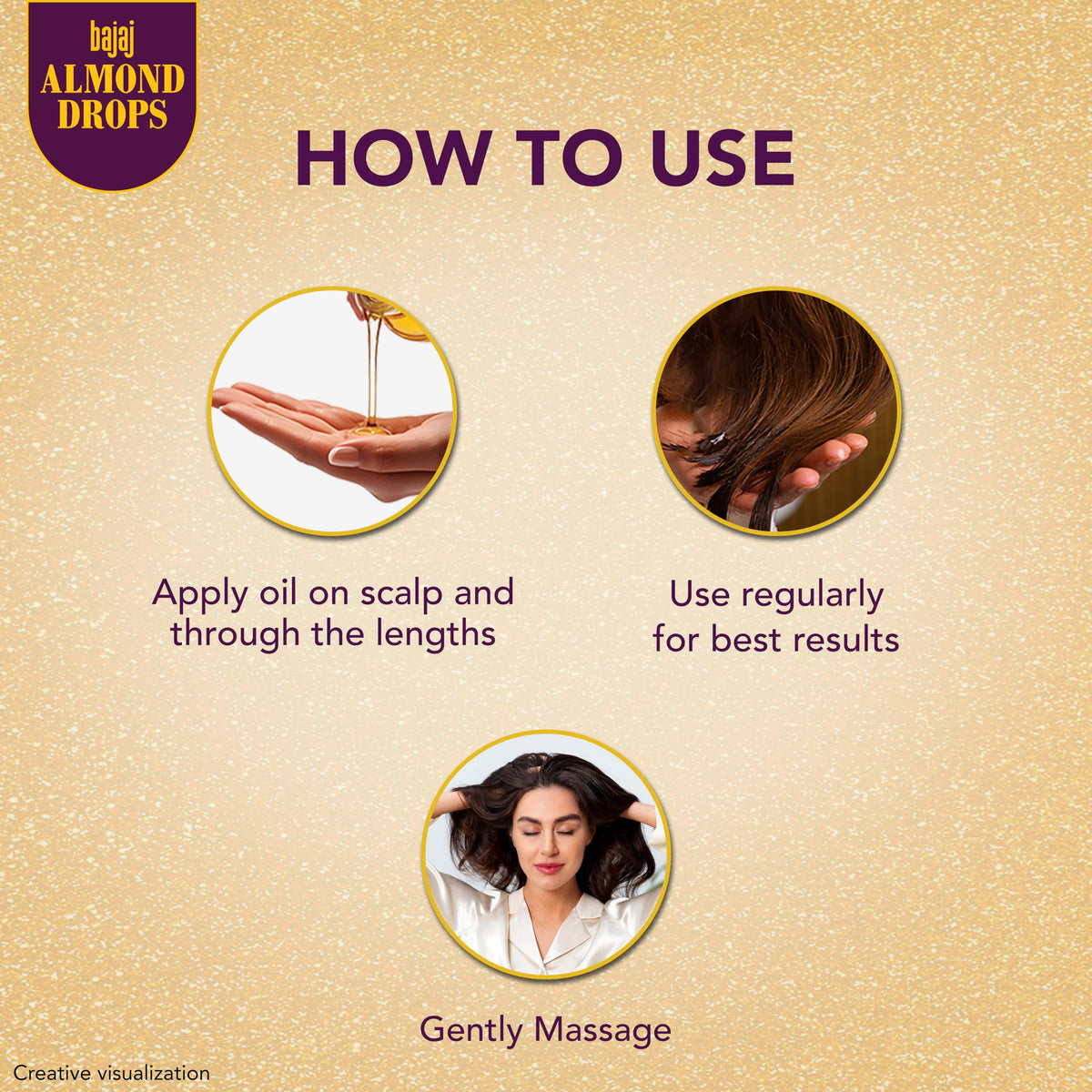 Bajaj Almond Drops applied to hair after styling showing added shine and smooth finish benefit
