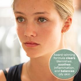 Balance Me fingertip applying serum to blemish for targeted spot treatment