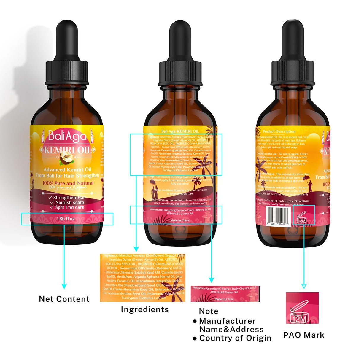 Bali Aga oil placed on bathroom shelf styling scene benefit: lifestyle-ready hair treatment