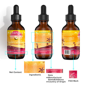 Bali Aga oil placed on bathroom shelf styling scene benefit: lifestyle-ready hair treatment