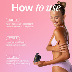 Bali Body 100ml bottle next to sunglasses showing travel-ready size benefit