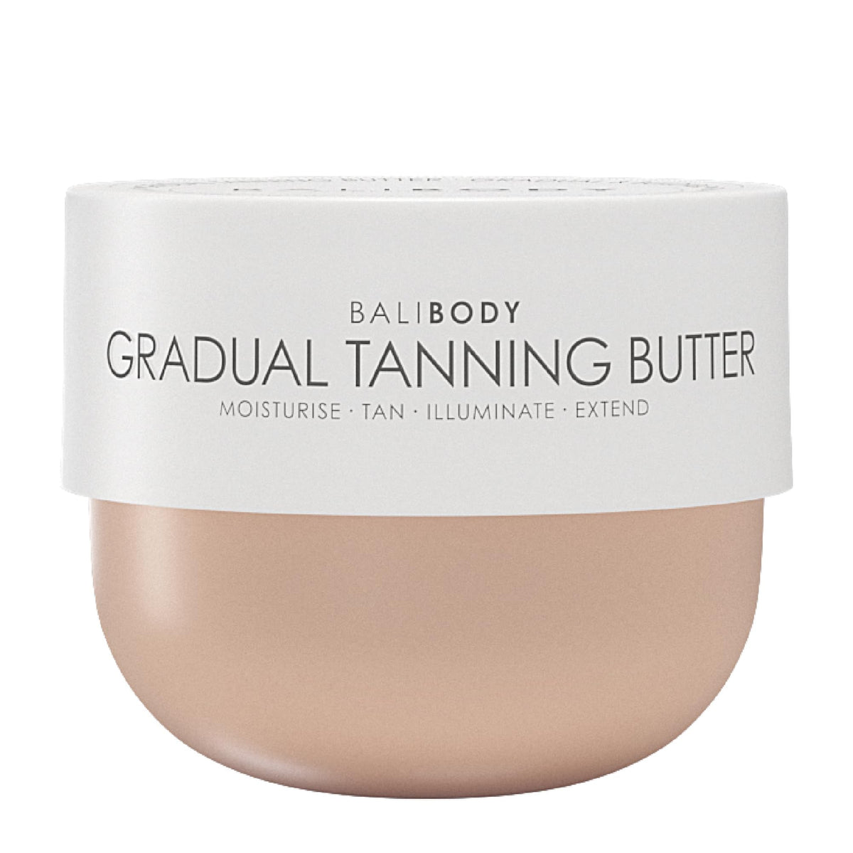 Bali Body front packaging showing product and benefit of buildable tan