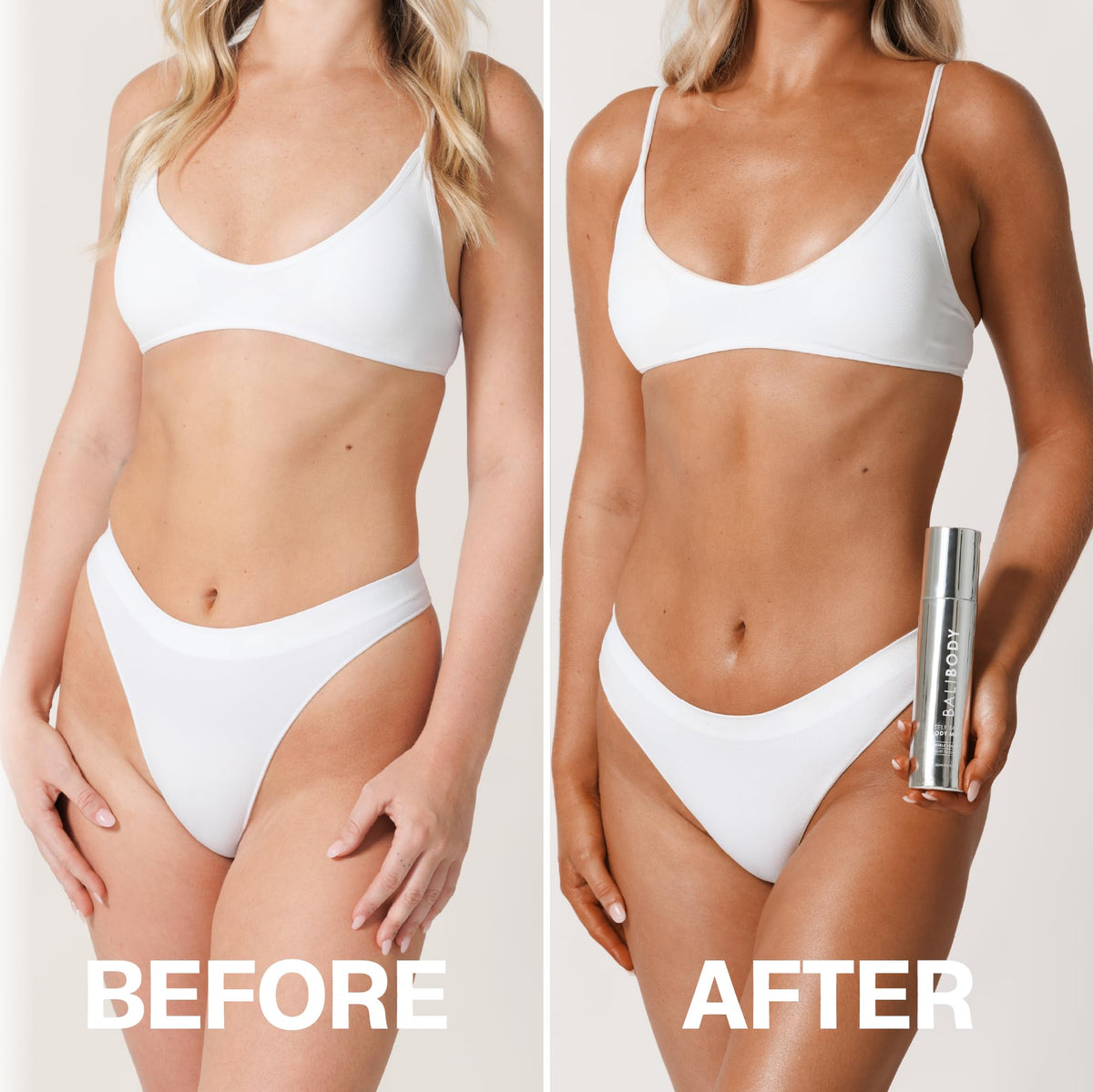 Bali Body application with mitt illustrating streak-free blending and smooth finish