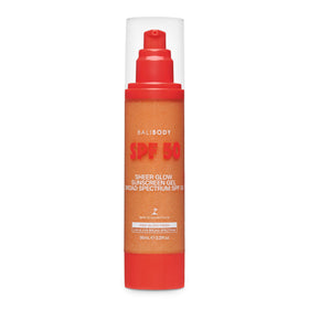 BALI BODY front packaging showing sleek bottle and shimmer finish benefit