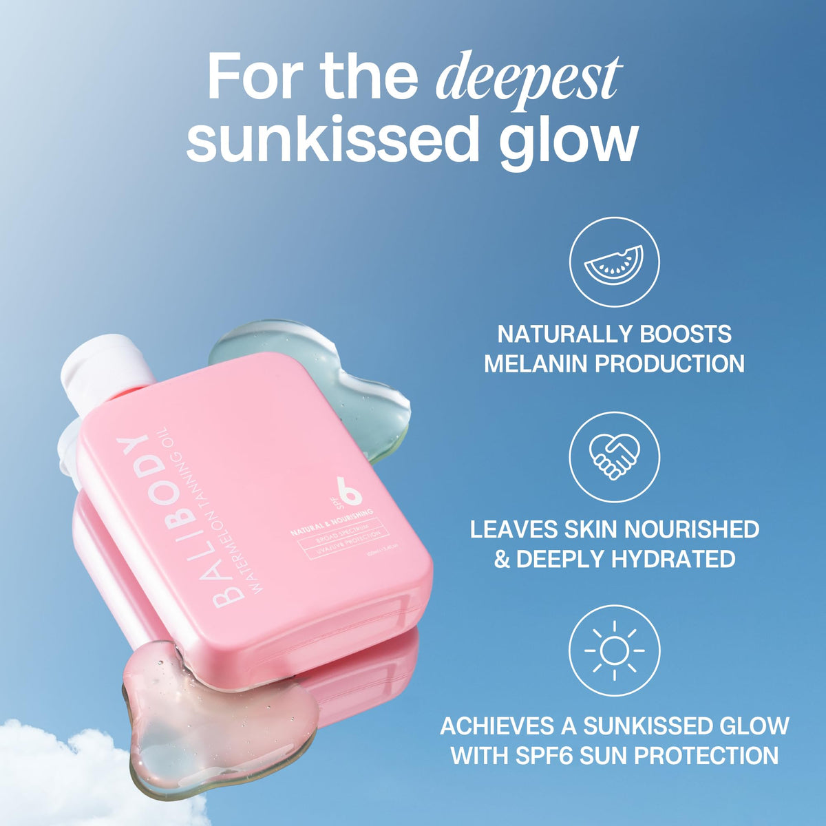 BALI BODY oil applied on arm demonstrating smooth absorbent finish