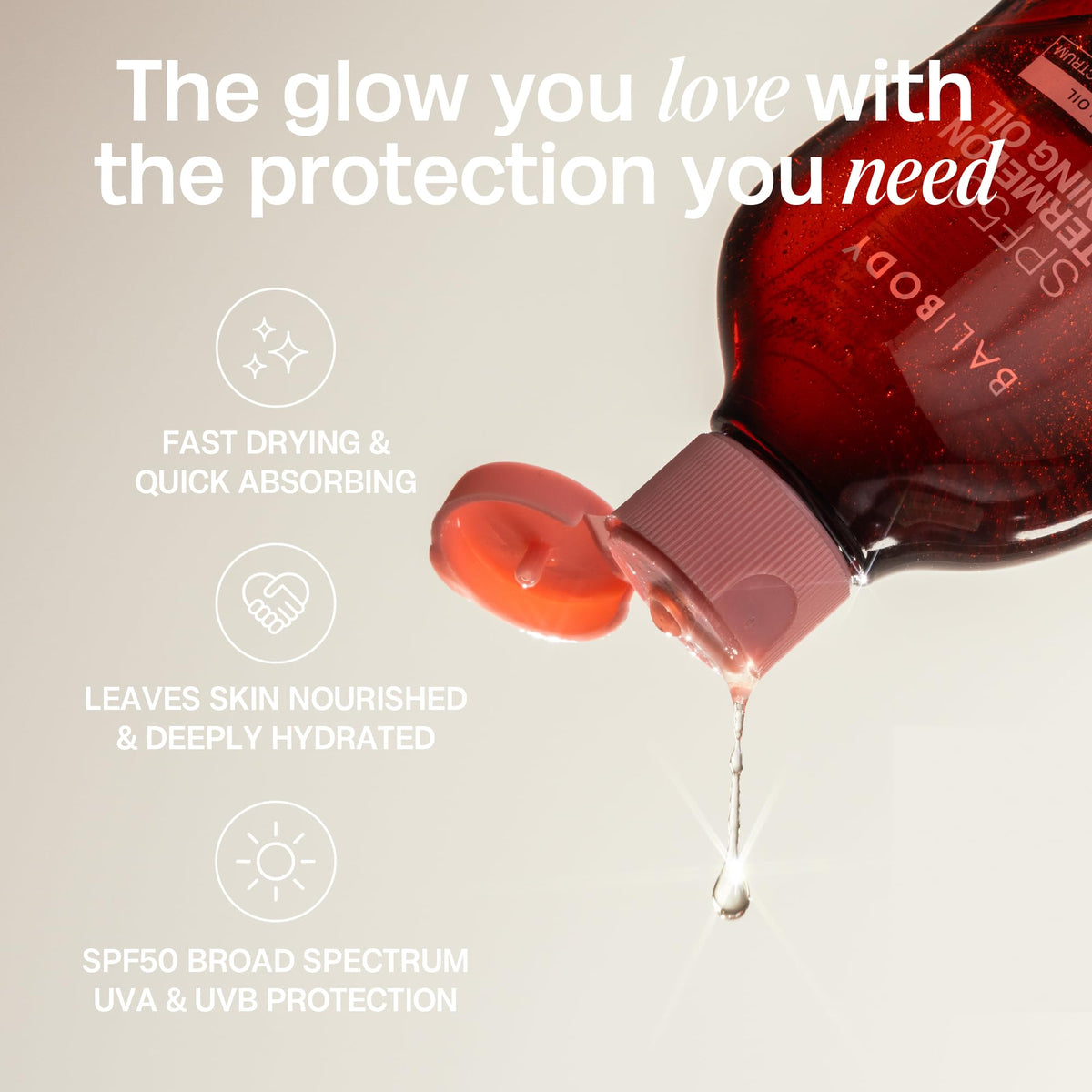 BALI BODY bottle next to sunglasses illustrating travel-size convenience