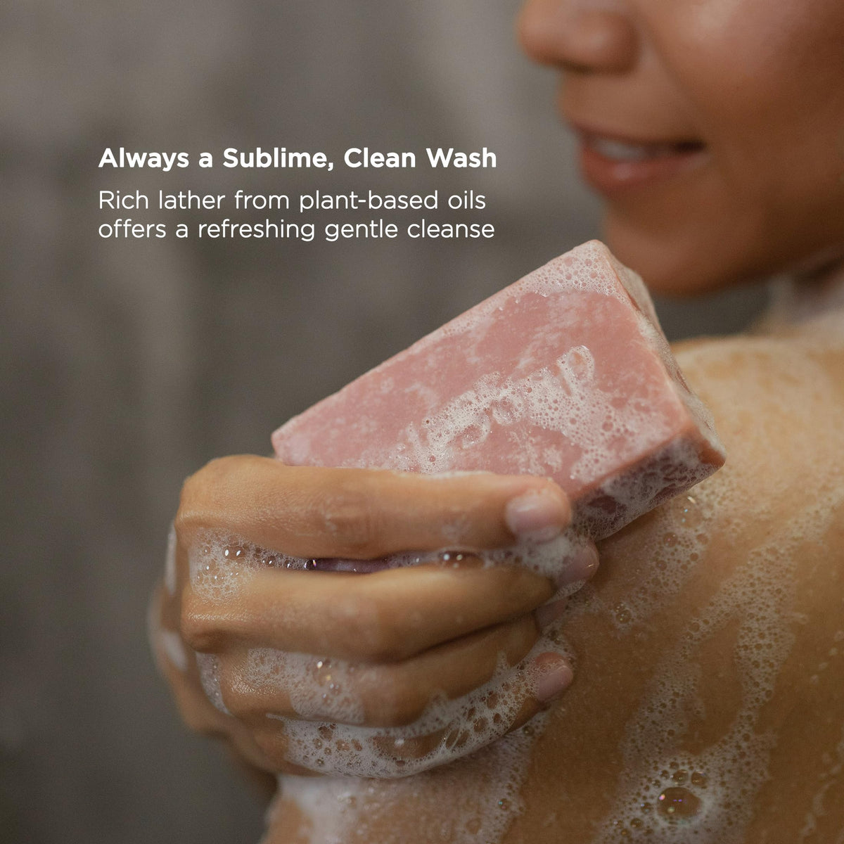 Bali Soap bar in hand showing size and travel-friendly convenience benefit