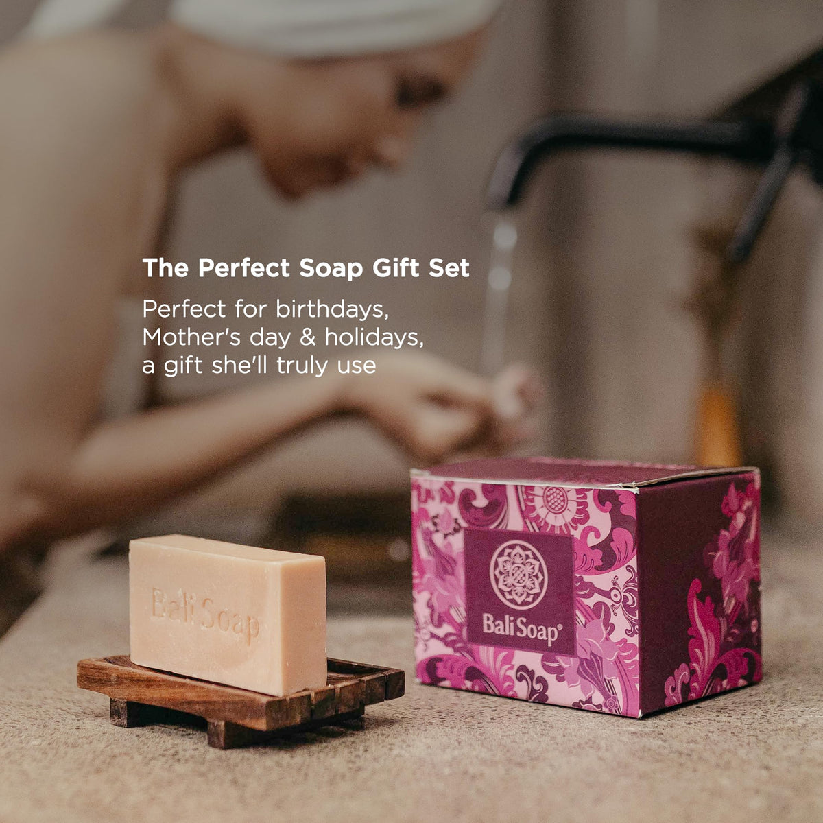 Bali Soap in bathroom lifestyle scene suggesting spa-like ritual and relaxation benefit