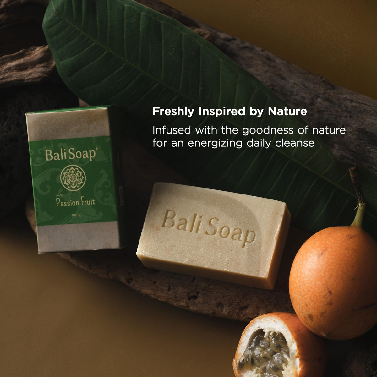 Bali Soap Sandalwood-Cinnamon bar conveying warm aromatherapy comfort