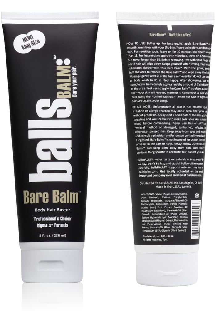 ballsBALM back label closeup showing directions and safety information
