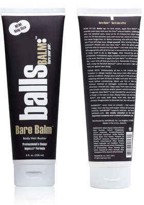ballsBALM back label closeup showing directions and safety information