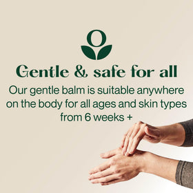 Balmonds applied gently on a baby’s skin demonstrating family-friendly safety