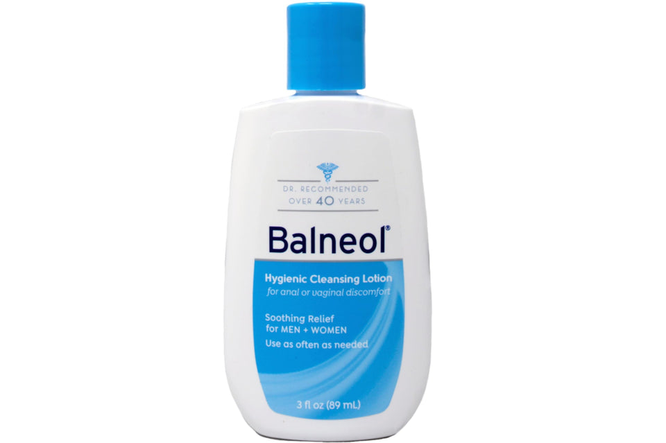 Balneol front packaging showing compact 3 fl oz bottle and clear branding for easy travel