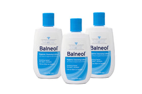 Balneol front packaging shows three 3 oz bottles and clear branding for convenience