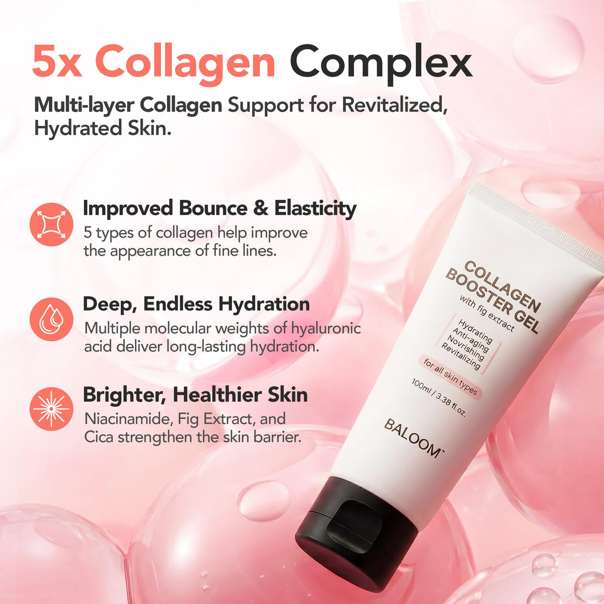 BALOOM gel texture closeup showing lightweight hydration and smooth finish
