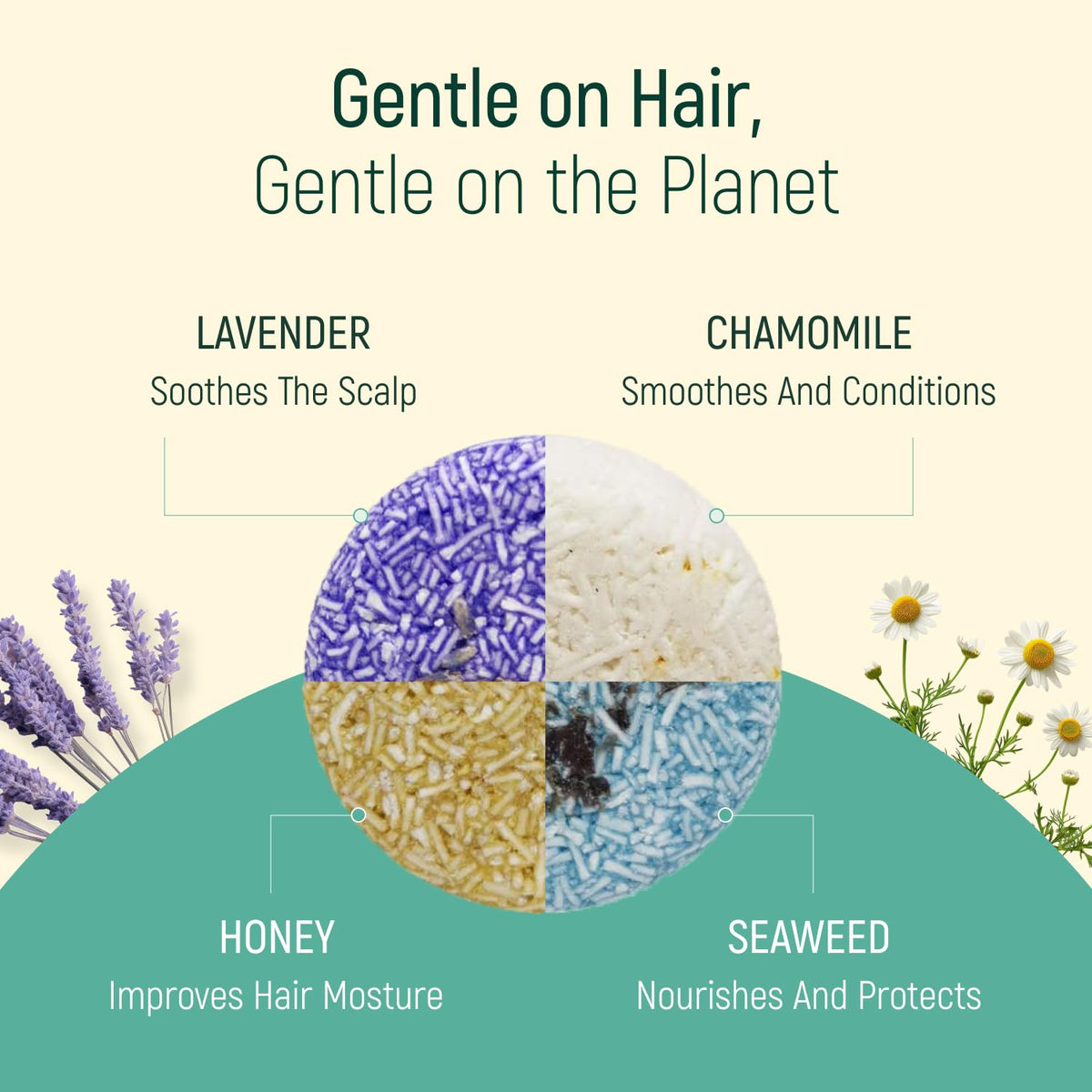 BAMBOEARTH shampoo bar producing foam to demonstrate gentle cleansing
