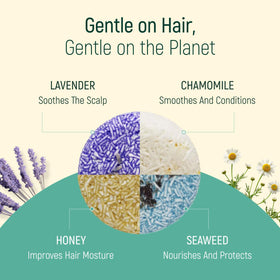 BAMBOEARTH shampoo bar producing foam to demonstrate gentle cleansing