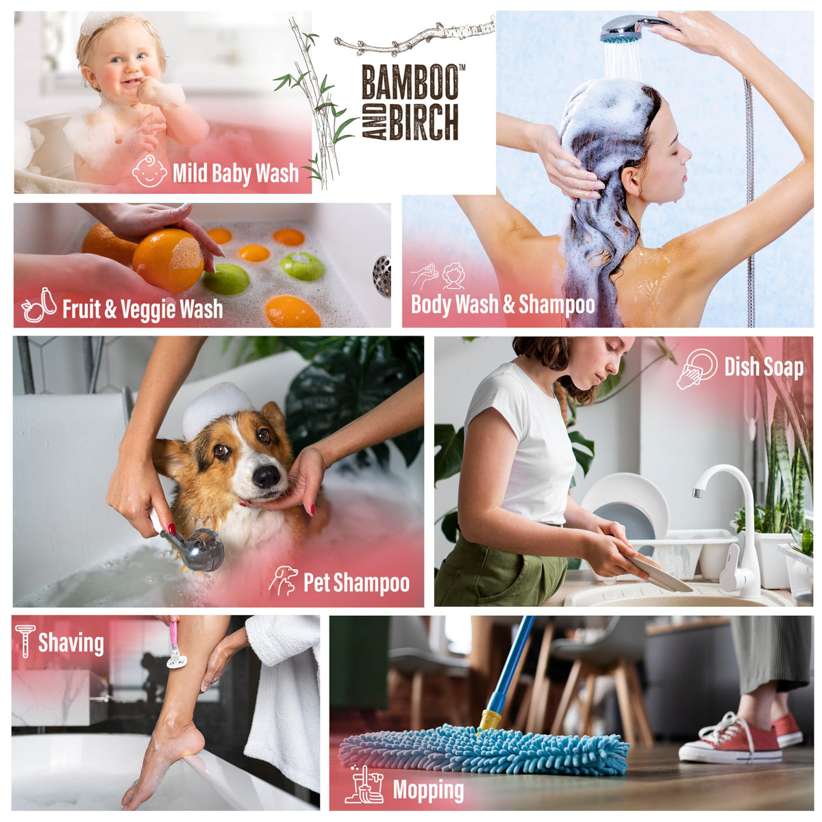 Bamboo and Birch bottle in hand demonstrating 32 oz scale and convenient handling