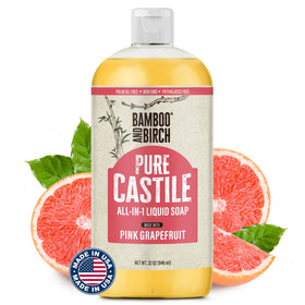 Bamboo and Birch front label of 32 oz bottle showing product name and scent benefits